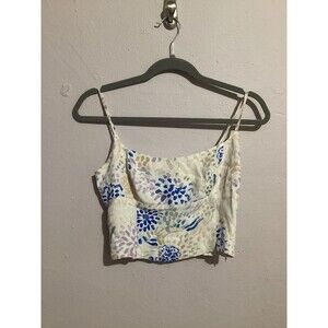 Wilfred Floral Smocked Back Spaghetti Strap Cropped Blouse S